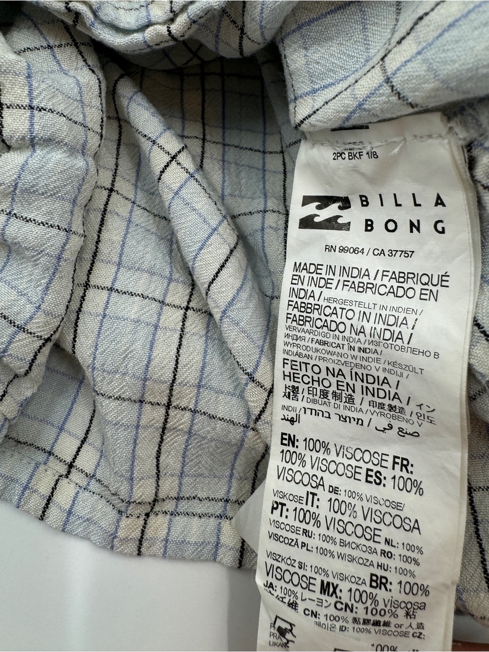 Billabong Plaid Short Sleeve Wrap Tie Top – Women’s XL - Picture 5 of 9